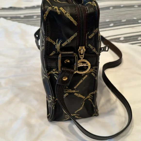 LONGCHAMP Vintage logo Brown Crossbody/ shoulder bag, Camera bag, 2outer pockets - Picture 5 of 16